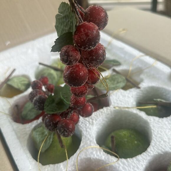 Decorative Glazed Beaded Fruit Tree Ornaments 21 total - Picture 7 of 7